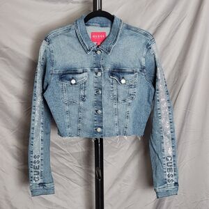 Cropped Guess Logo Denim Jacket - XL